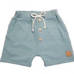 Krátke mätové chlapčenské nohavice s gombíkmi a vreckami