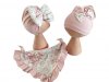 Detská čiapka a šatka - dievčenský set ružový so vzorom GARDEN