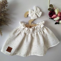 Dievčenská sukňa biela mušelínová s mašličkou