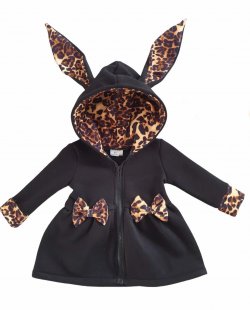 Dievčenská bunda prechodná čierna s tigrovaným vzorom