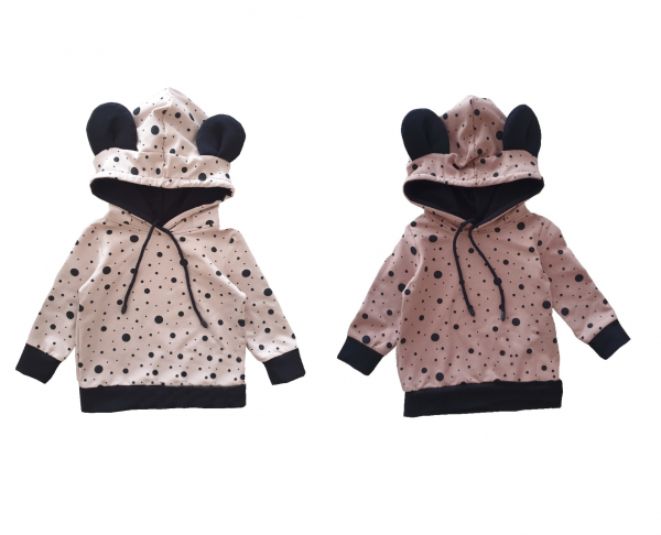 Detská mikina s uškami BLACK DOTS