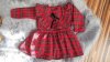Dievčenské šaty kárované s mašličkou červené