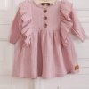 Dievčenské šaty mušelínové s dlhým rukávom ružové