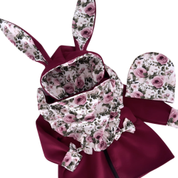 Dievčenská bunda prechodná vínová so vzorom DARK ROSE