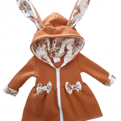 Dievčenská karamelová bunda so vzorom ANTICKÝ KVET