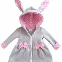 Dievčenská bunda prechodná sivá so vzorom WHITE DOTS