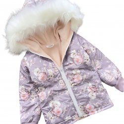 Dievčenská zimná bunda - ĽALIOVÉ KVETY