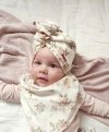 Detská čiapka - turban dievčenský dvojvrstvový kvietkovaný s volánikom