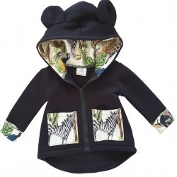 Chlapčenská čierna prechodná bunda so vzorom SAFARI