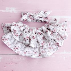 Ružová dievčenská volánová sukňa s kvetmi