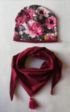 Detská čiapka a šatka - dievčenský set dvojvrstvový
