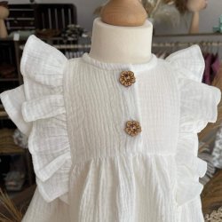 Dievčenské mušelinové šaty s krátkym rukávom
