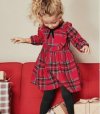 Dievčenské šaty kárované s mašličkou červené