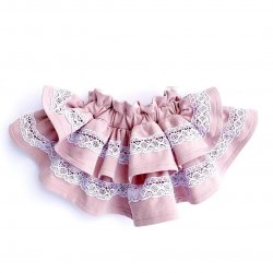 Ružová dievčenská volánová sukňa s čipkou